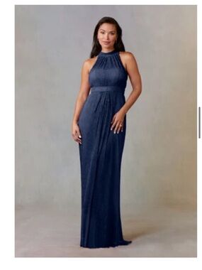 Azazie Sleeveless Evening Gown Navy